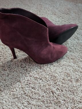 Vince Camuto Wine Suede Pointed-Toe Ankle Booties